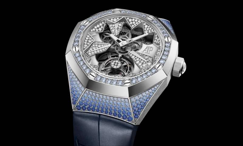 冰藍版VS.彩虹版,愛彼皇家橡樹概念系列飛行陀飛輪腕表新作寶石滿鑲閃耀登場-復刻表