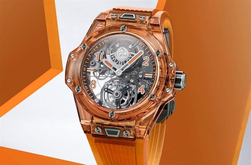 宇舶HUBLOT Big Bang Tourbillon Automatic Orange Sapphire 世界首見橙色橙色藍寶石表殼設計-復刻表