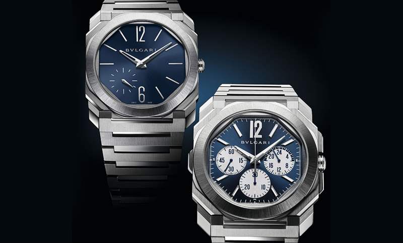 這樣的喀什米爾藍(lán)面，美絕了！BVLGARI Octo Finissimo超薄兩地時(shí)間計(jì)時(shí)碼表-復(fù)刻表