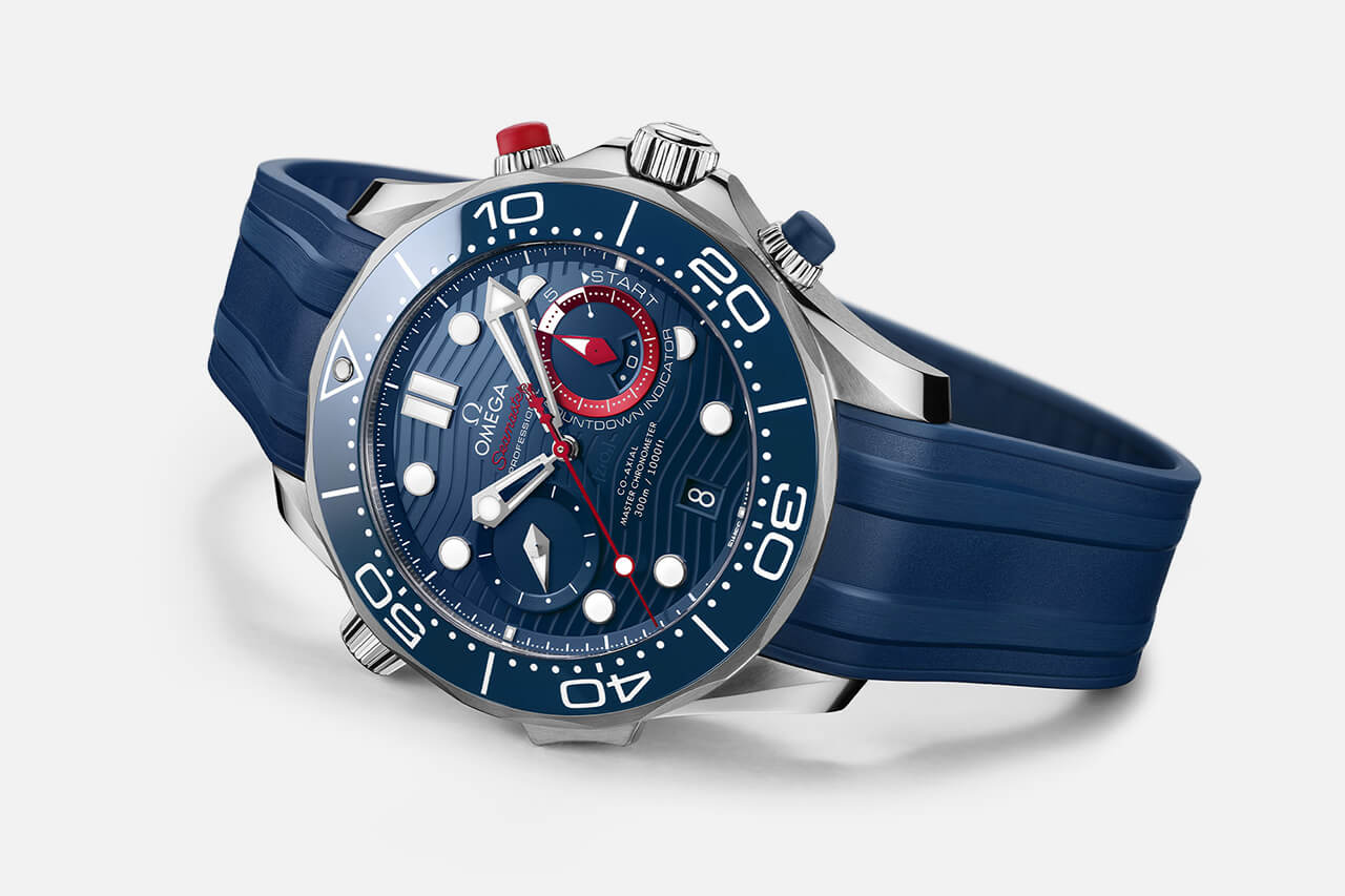 歐米茄海馬300米《美國杯》紅藍(lán)特別款計(jì)時(shí)腕表-復(fù)刻表