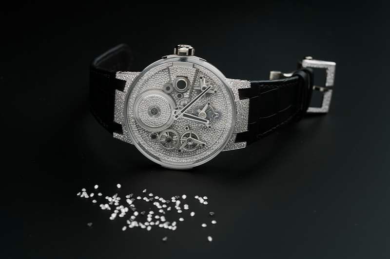 雅典表全鉆復(fù)雜表盤陀飛輪腕表1760-176BLE-復(fù)刻表