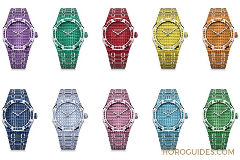 10種寶石上陣！款款都是主角｜愛(ài)彼皇家橡樹(shù)系列自動(dòng)上鏈腕表白金款-復(fù)刻表