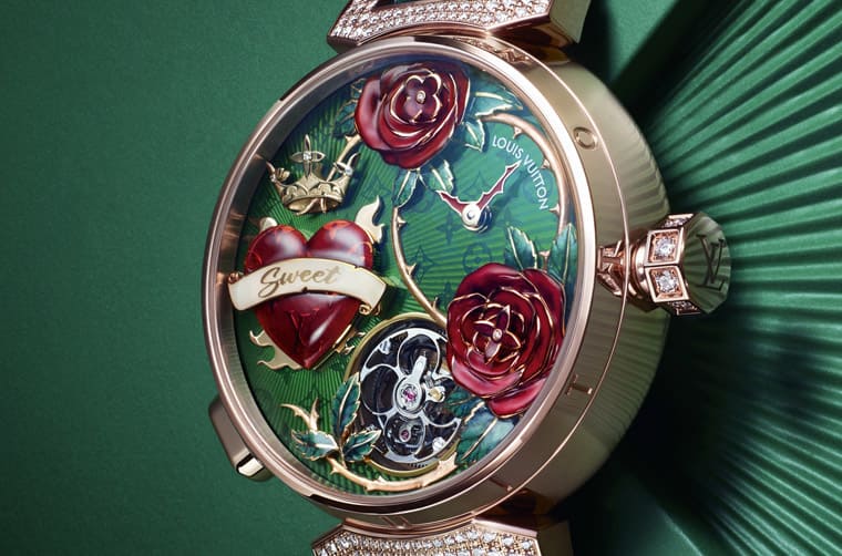 路易威登Tambour玫瑰愛(ài)心活動(dòng)裝置陀飛輪啟動(dòng)瞬間手表魅力再升級(jí)-復(fù)刻表