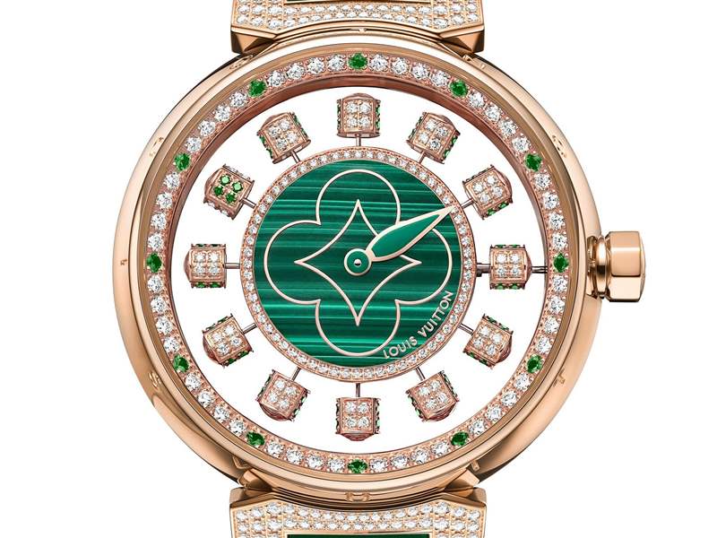 Louis Vuitton推出寶石表盤版Tambour Spin Time Air腕表：孔雀石，綠松石，寶石懸空表盤-復刻表
