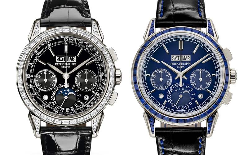 百達(dá)翡麗推出2枚Ref. 5271鉑金萬年歷計(jì)時(shí)碼表：紅寶石和藍(lán)寶石-復(fù)刻表