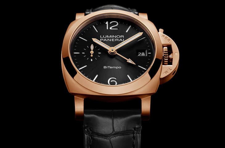 沛納海Luminor PAM01641改以Goldtech紅金搭配實用兩地時間功能-復刻表